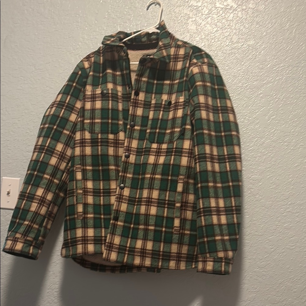 Green and Cream Plaid Jacket